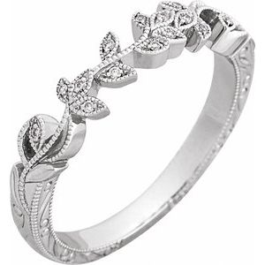 14K White Gold Round 6.5 Mm Si1-Si2, H :: 0.07 Ctw Polished .07 Ctw Natural Diamond Matching Band Size 7