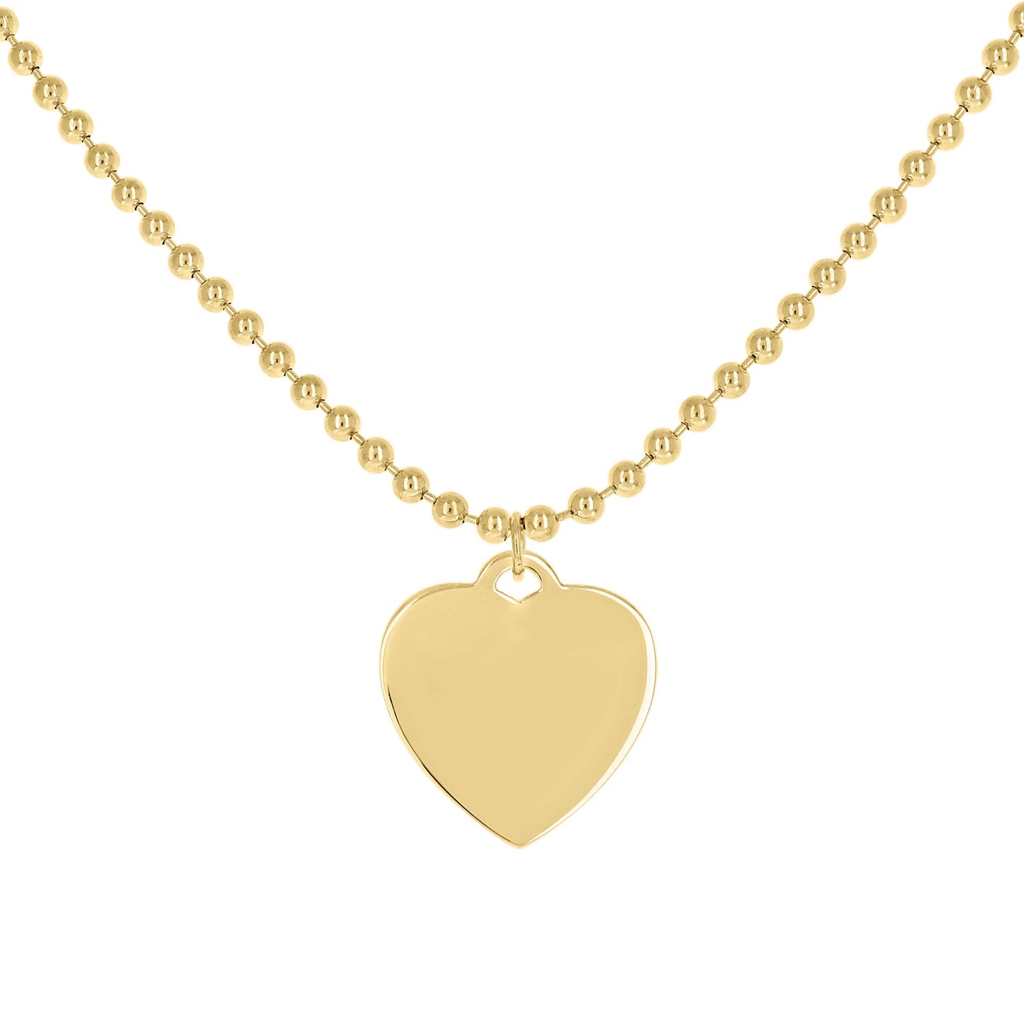 Sterling Silver Womens Heart Charm Beaded Necklace Size 20 Inches