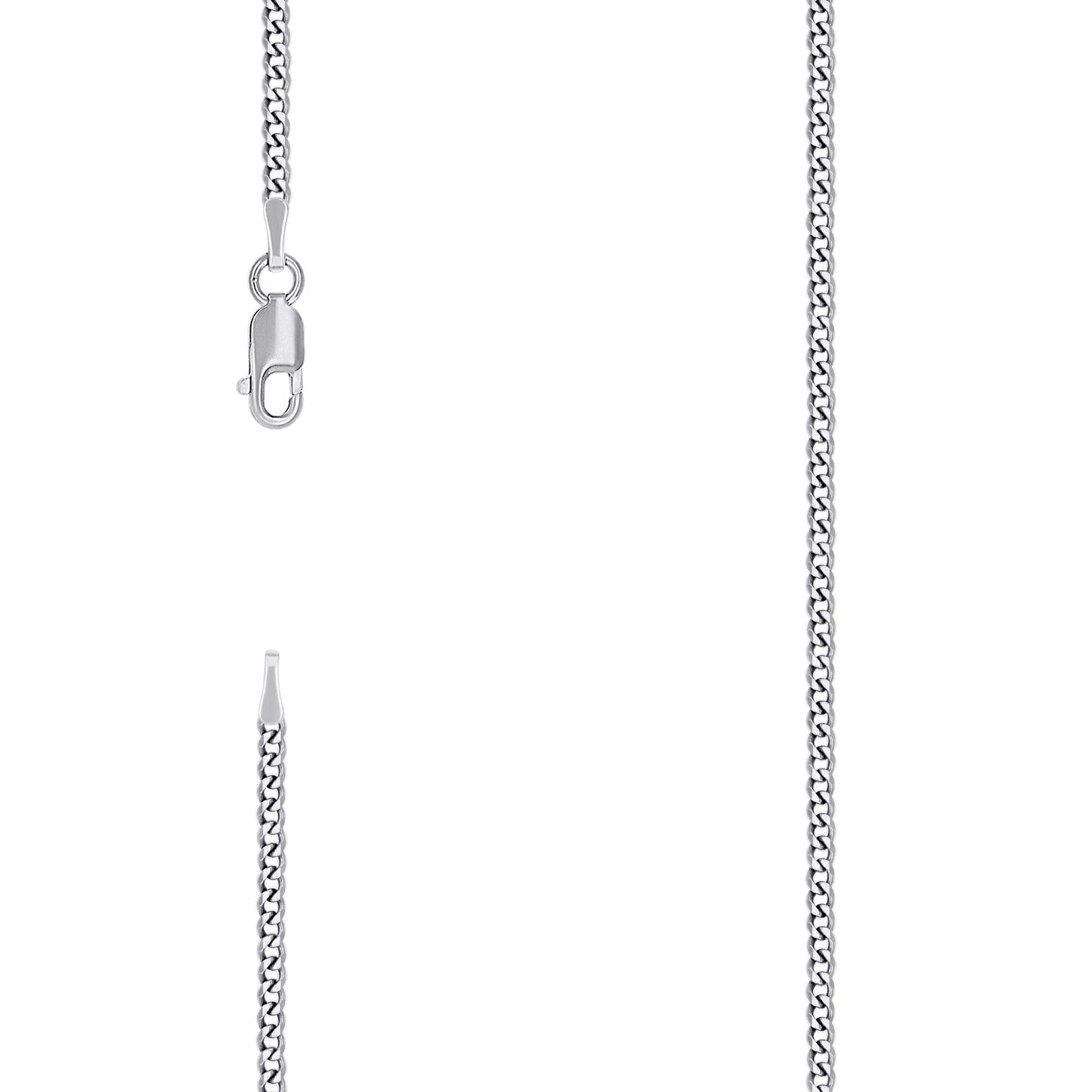 Sterling Silver Rhodium Plated Solid Super Flat Cuban Chain