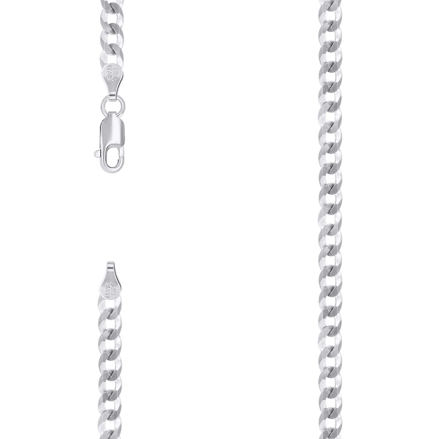 Sterling Silver Rhodium Plated Solid Super Flat Cuban Chain