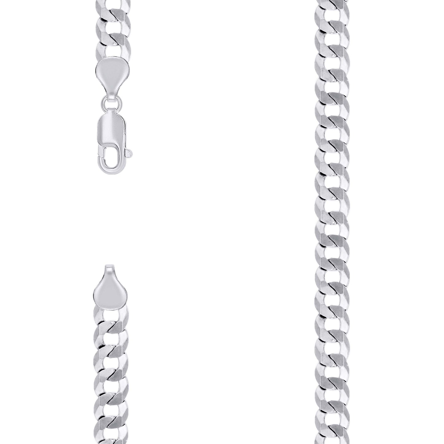 Sterling Silver Rhodium Plated Solid Super Flat Cuban Chain