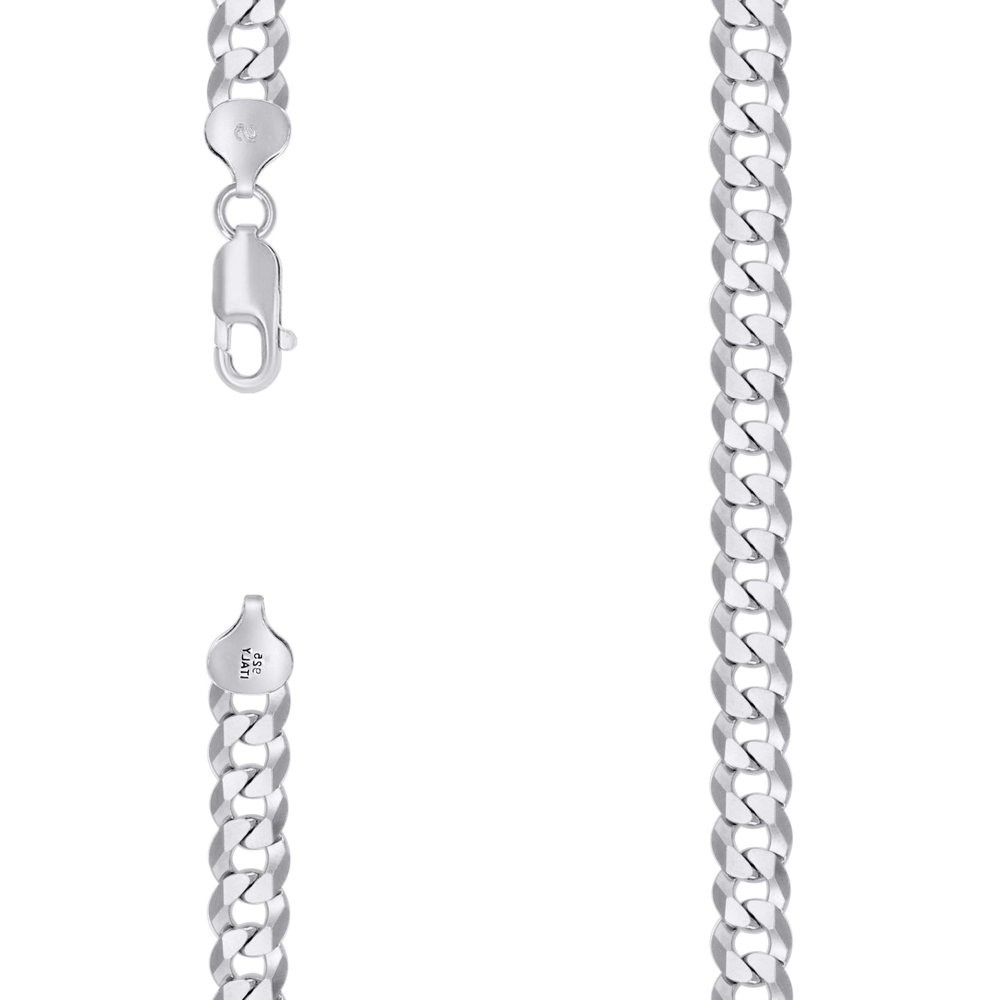 Sterling Silver Rhodium Plated Solid Super Flat Cuban Chain