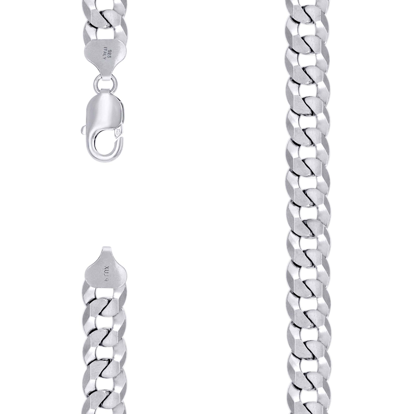Sterling Silver Rhodium Plated Solid Super Flat Cuban Chain