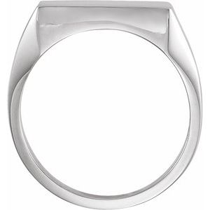 14K White Gold Square 12 X 12 Mm Brush Polished Signet Ring Size 10