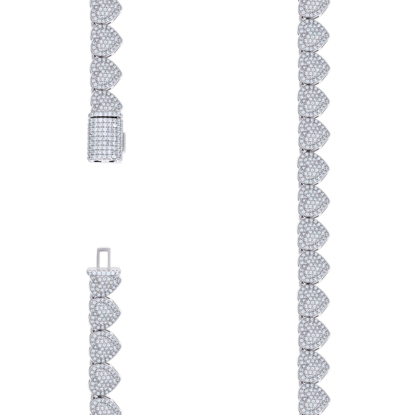 Sterling Silver Moissanite Heart Tennis Necklace 8mm