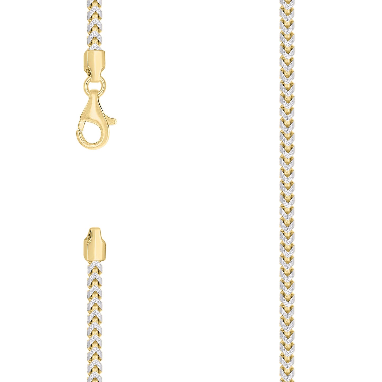 Sterling Silver Yellow-Tone Or Rose Tone Or Two Tone Solid Franco Chain