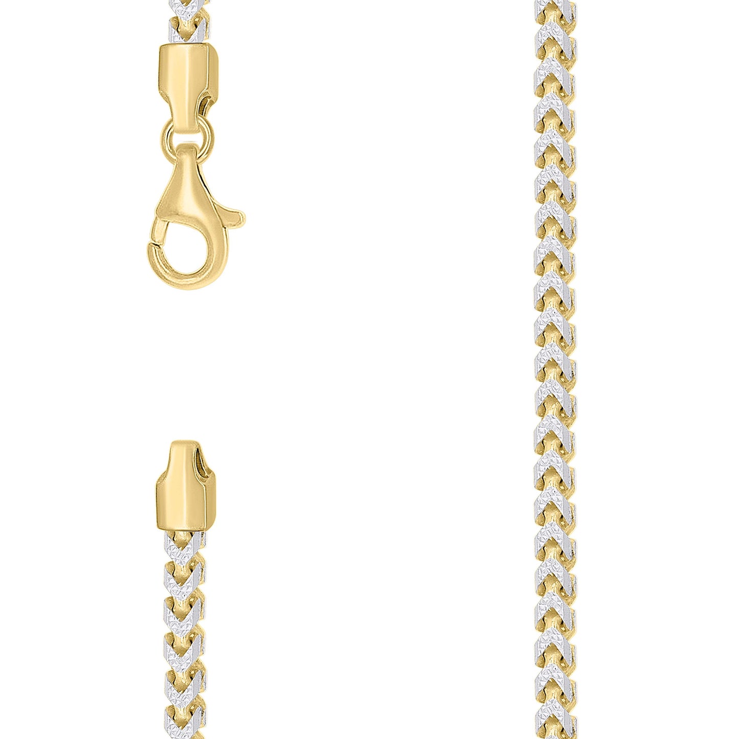 Sterling Silver Yellow-Tone Or Rose Tone Or Two Tone Solid Franco Chain