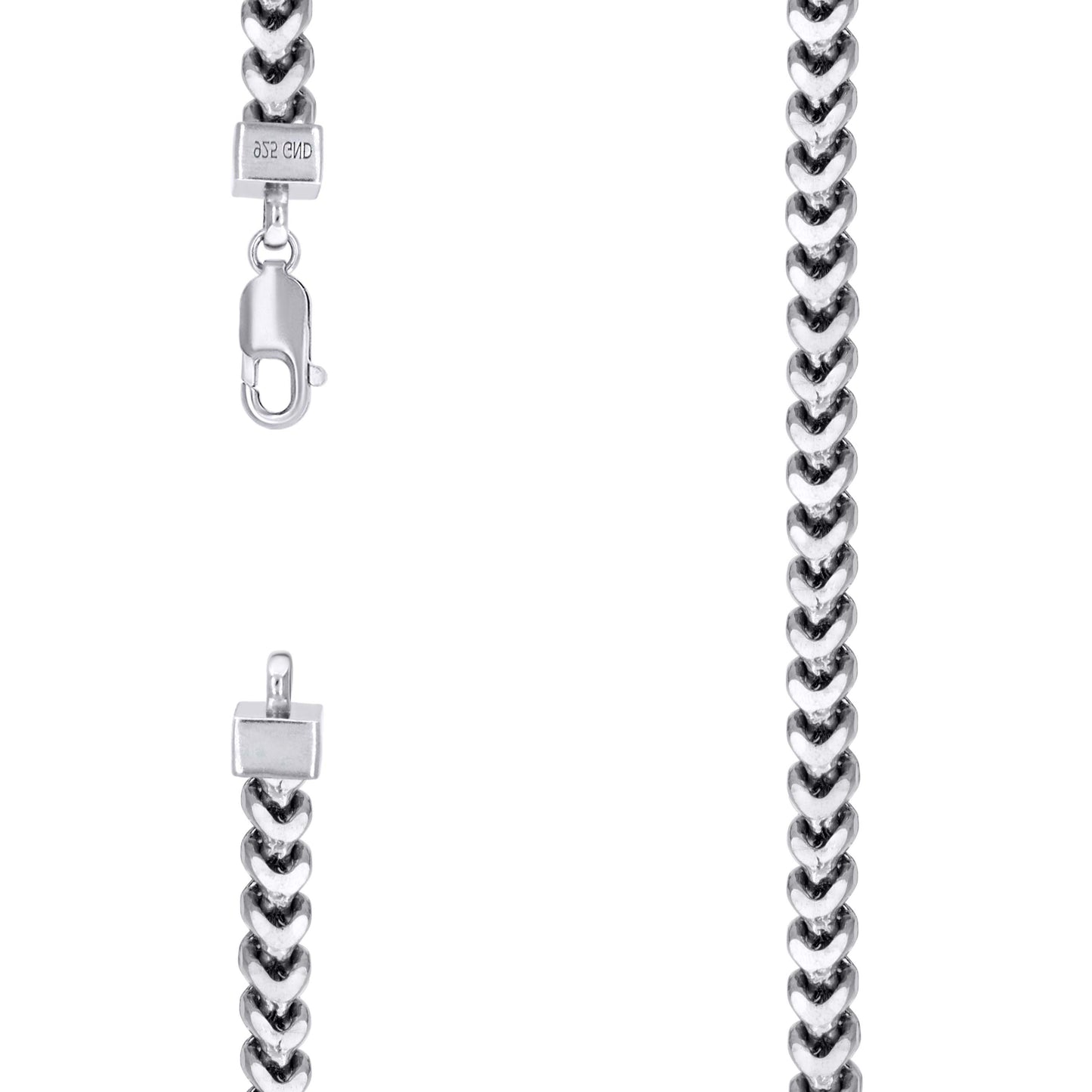 Sterling Silver Or Rhodium Plated Hollow Franco Chain
