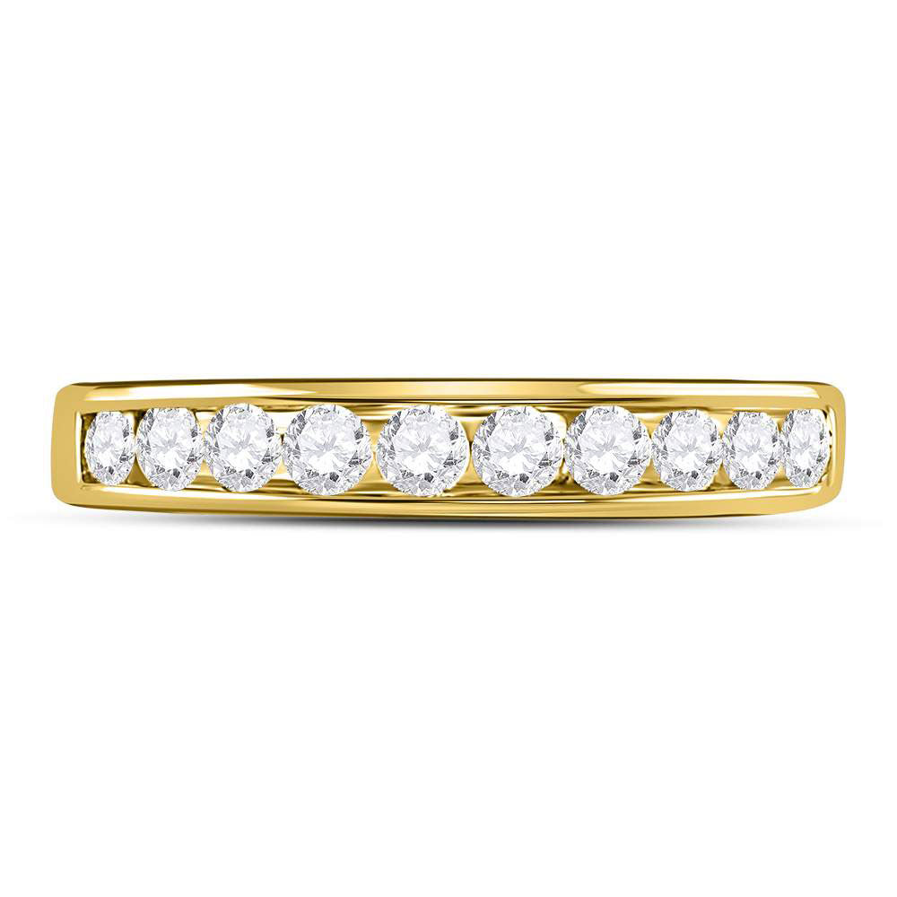 14K Yellow Gold Womens Round Diamond Wedding Channel Set Band 1/2 Cttw, Womens Size: 5-10