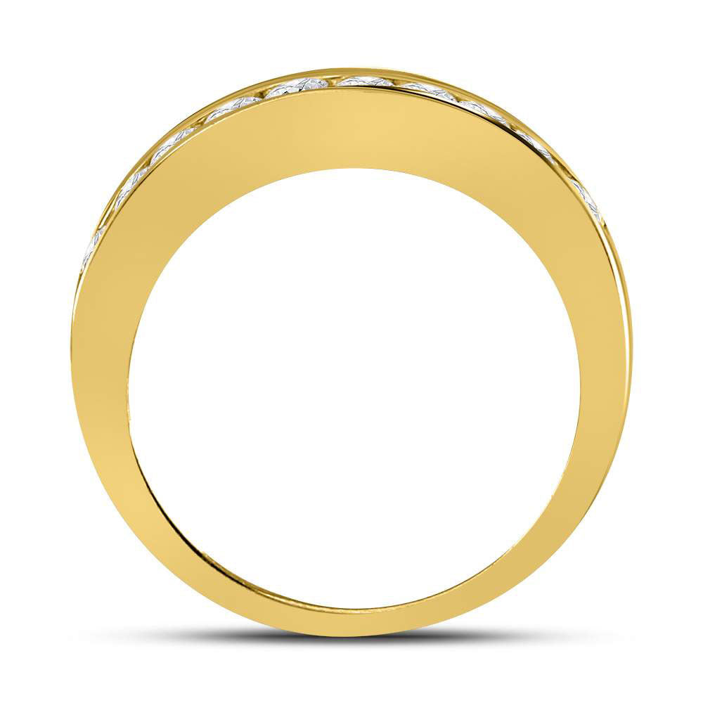 14K Yellow Gold Womens Round Diamond Wedding Channel Set Band 1/2 Cttw, Womens Size: 5-10
