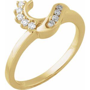 14K Yellow Gold Round 1.3 Mm 1/6 Ctw Natural Diamond Ring Enhancer Size 6