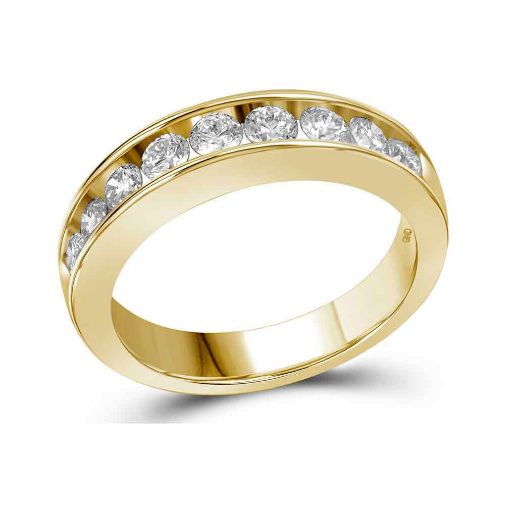 14K Yellow Gold Womens Round Diamond Wedding Channel Set Band 1 Cttw, Womens Size: 5-10