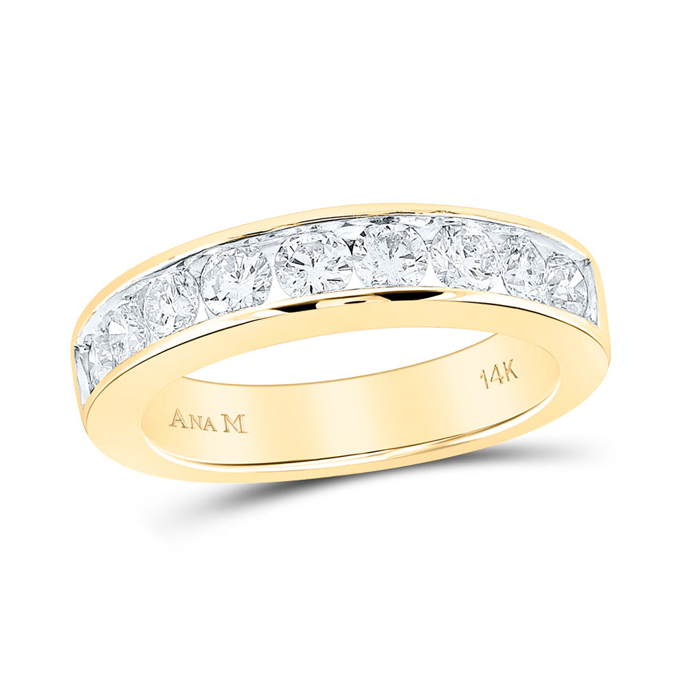 14K Yellow Gold Womens Round Diamond Wedding Channel Set Band 1 Cttw, Womens Size: 5-10