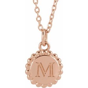 18K Rose Gold-Plated Sterling Silver Engravable Beaded Disc 16-18" Necklace