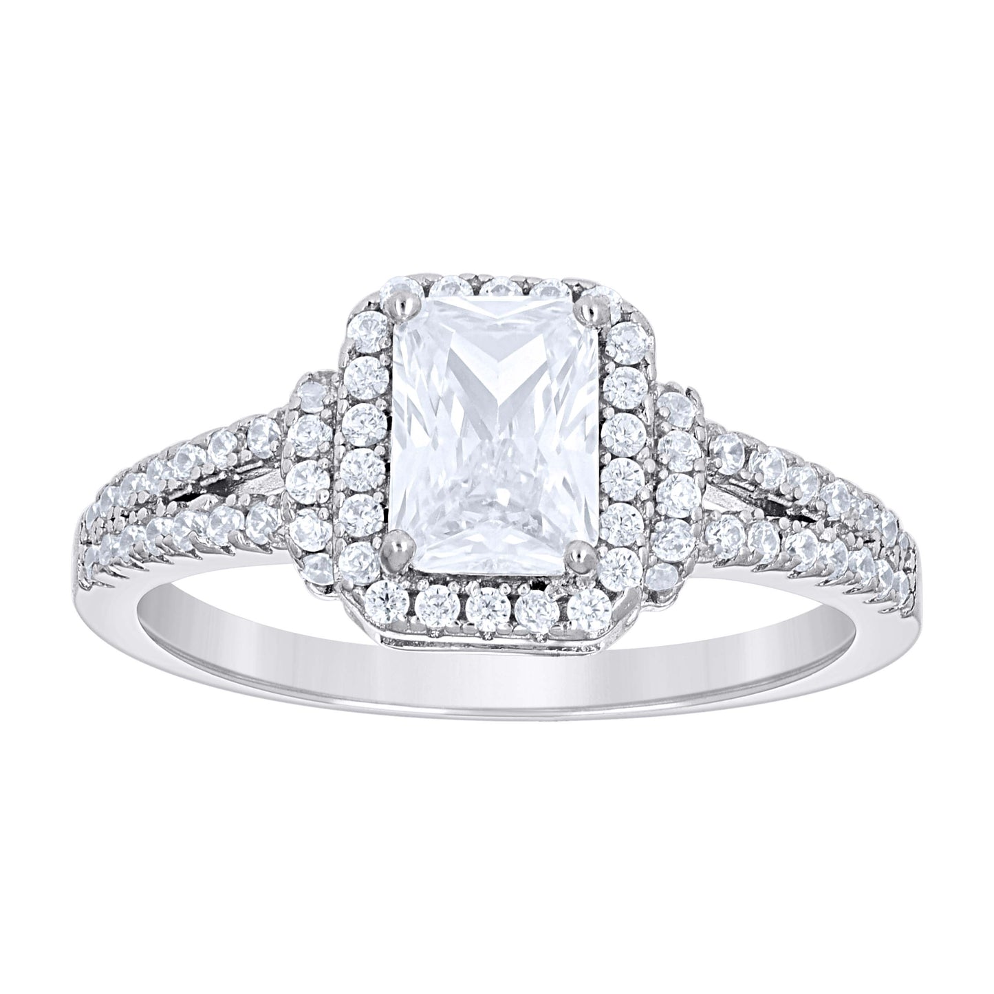Sterling Silver Womens Emerald Round Cubic-Zirconia Bridal Anniversary Engagement Wedding Ring