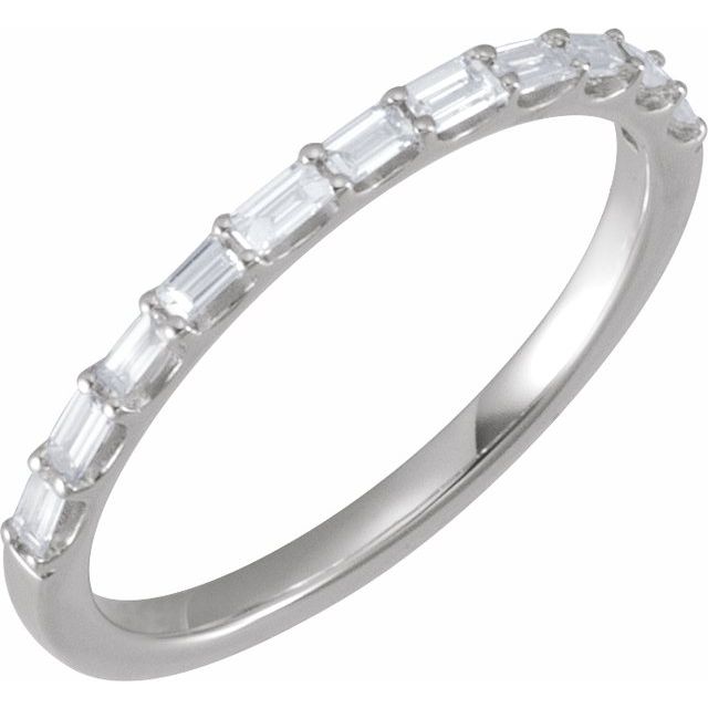 14K Yellow Or White Or Rose Gold Or Platinum Straight Baguette 2.4 X 1.2 Mm I1, G-H Polished 1/4 Ctw Natural Diamond Matching Band, Size 7