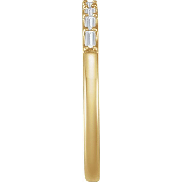 14K Yellow Or White Or Rose Gold Or Platinum Straight Baguette 2.4 X 1.2 Mm I1, G-H Polished 1/4 Ctw Natural Diamond Matching Band, Size 7