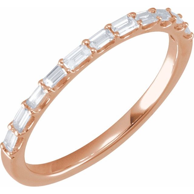 14K Yellow Or White Or Rose Gold Or Platinum Straight Baguette 2.4 X 1.2 Mm I1, G-H Polished 1/4 Ctw Natural Diamond Matching Band, Size 7