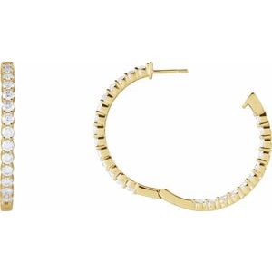 14K Yellow Gold Pair Round Shape 3Mm Vs, F+ 4 Ctw Lab-Grown Diamond Inside-Outside Hoop Earrings, Length: 36 Mm, Thickness: 3.2 Mm