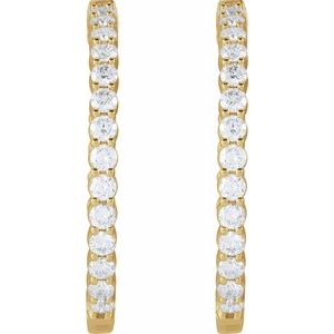 14K Yellow Gold Pair Round Shape 3Mm Vs, F+ 4 Ctw Lab-Grown Diamond Inside-Outside Hoop Earrings, Length: 36 Mm, Thickness: 3.2 Mm