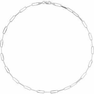 14K Yellow Or White Or Rose Gold Or Sterling Silver 3.85 mm Lobster Clasp Polished Paperclip-Style Chain