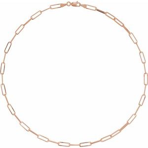 14K Yellow Or White Or Rose Gold Or Sterling Silver 3.85 mm Lobster Clasp Polished Paperclip-Style Chain