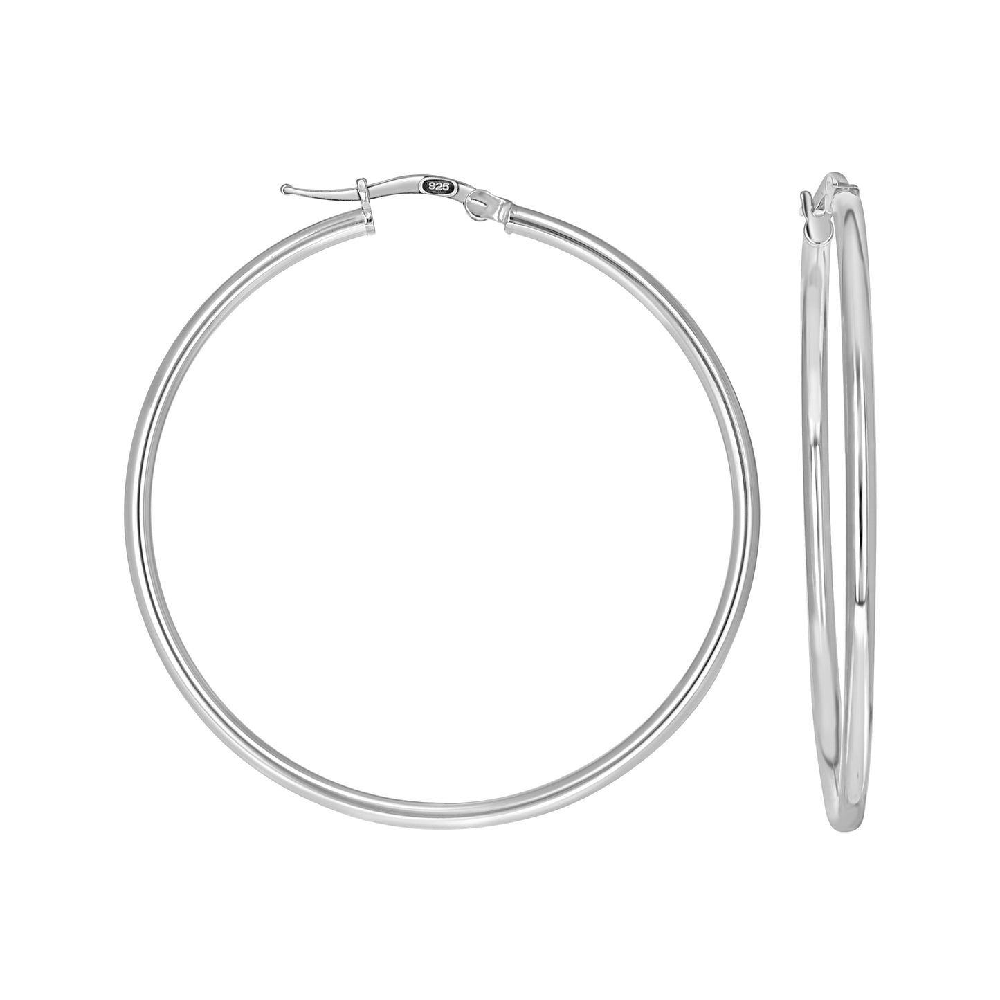 Sterling Silver Womens Round Tube Hoop Earrings