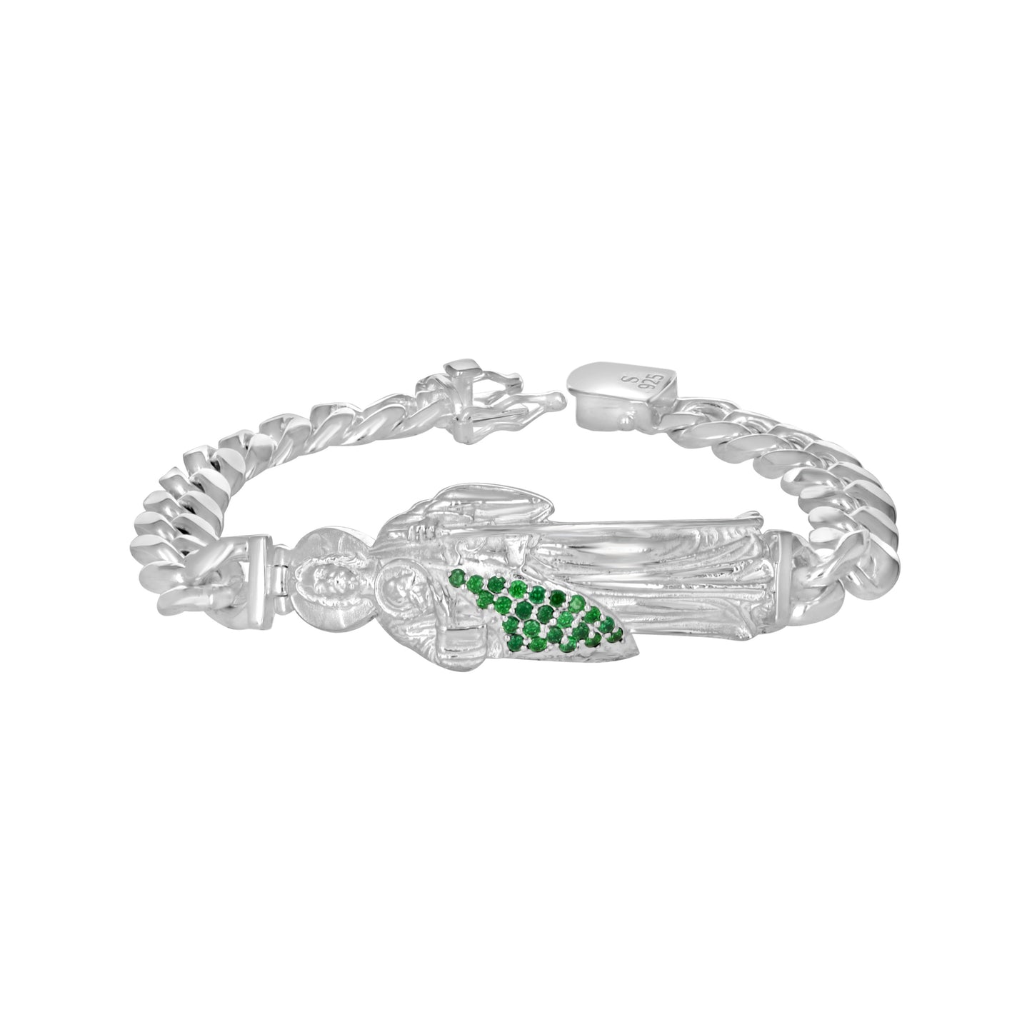Sterling Silver Unisex Cubic-Zirconia St. Jude Religious Charm Bracelet