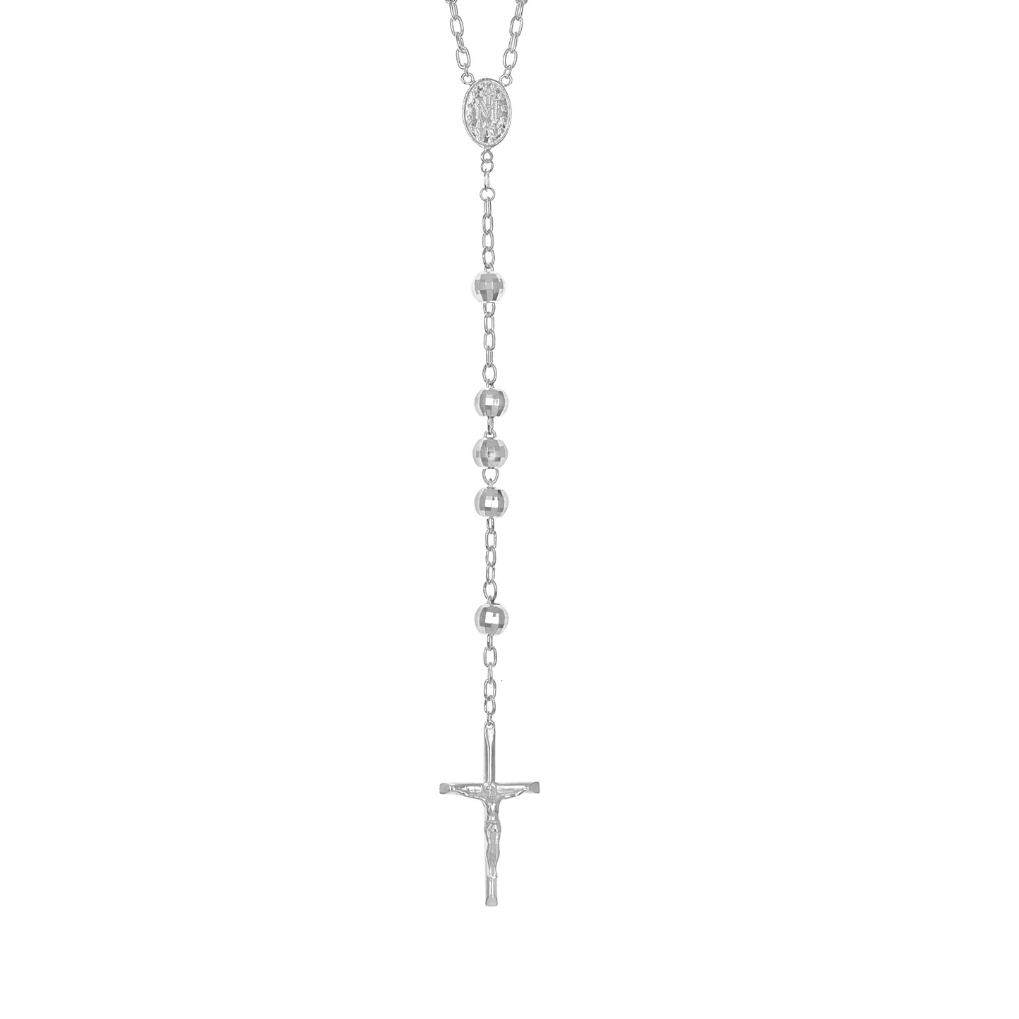 Sterling Silver Or Yellow-Tone Or Rhodium Plated Unisex Guadalupe Crucifix Cross Religious Rosary Necklace