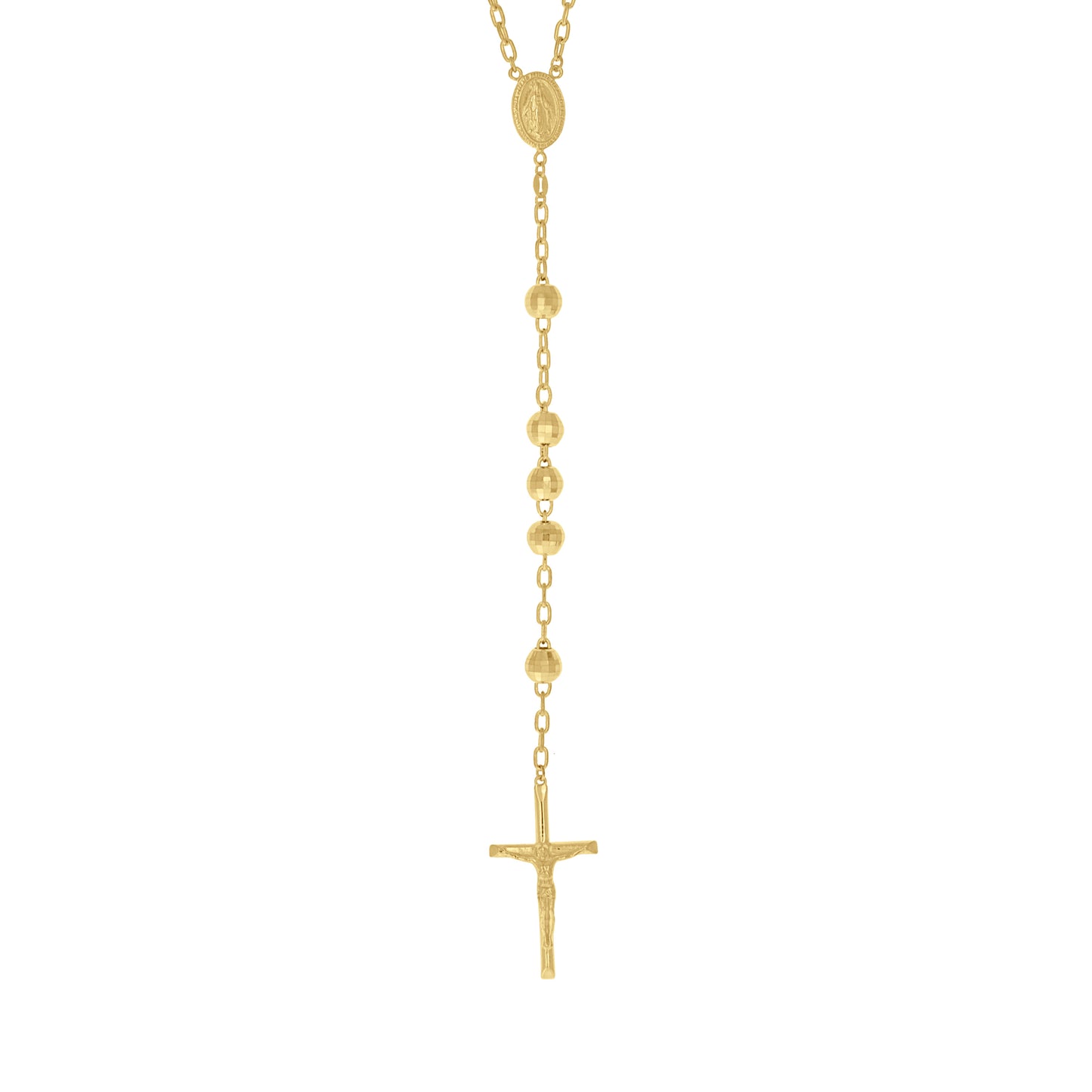 Sterling Silver Or Yellow-Tone Or Rhodium Plated Unisex Guadalupe Crucifix Cross Religious Rosary Necklace
