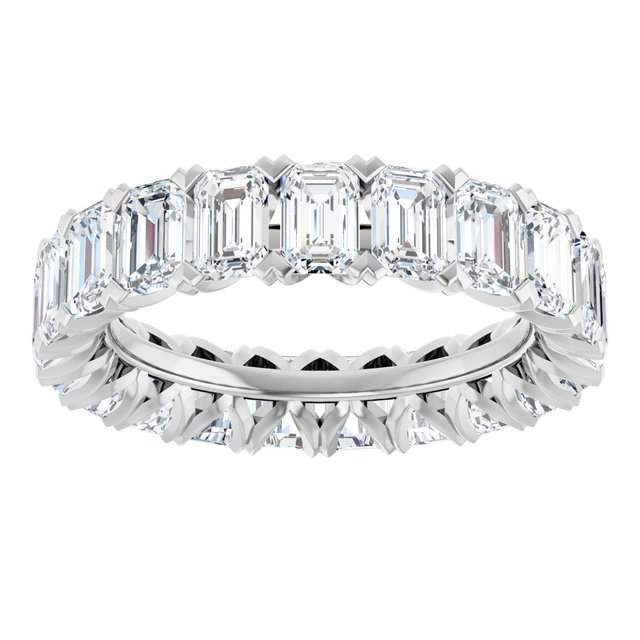 14K White Gold Emerald 4.5 X 3.1 Mm Vs, G-H Polished 5 5/8 Ctw Lab-Grown Diamond Eternity Band, Size 8