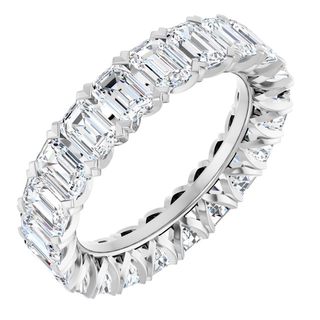 14K White Gold Emerald 4.5 X 3.1 Mm Vs, G-H Polished 5 5/8 Ctw Lab-Grown Diamond Eternity Band, Size 8