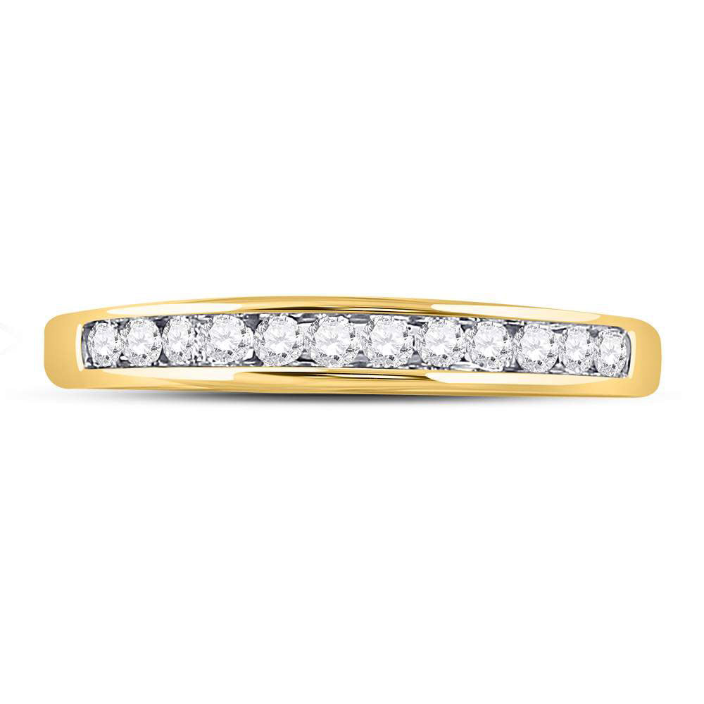 14K Yellow Gold Womens Round Channel-set Diamond Single Row Wedding Band 1/4 Cttw, Womens Size: 5-10