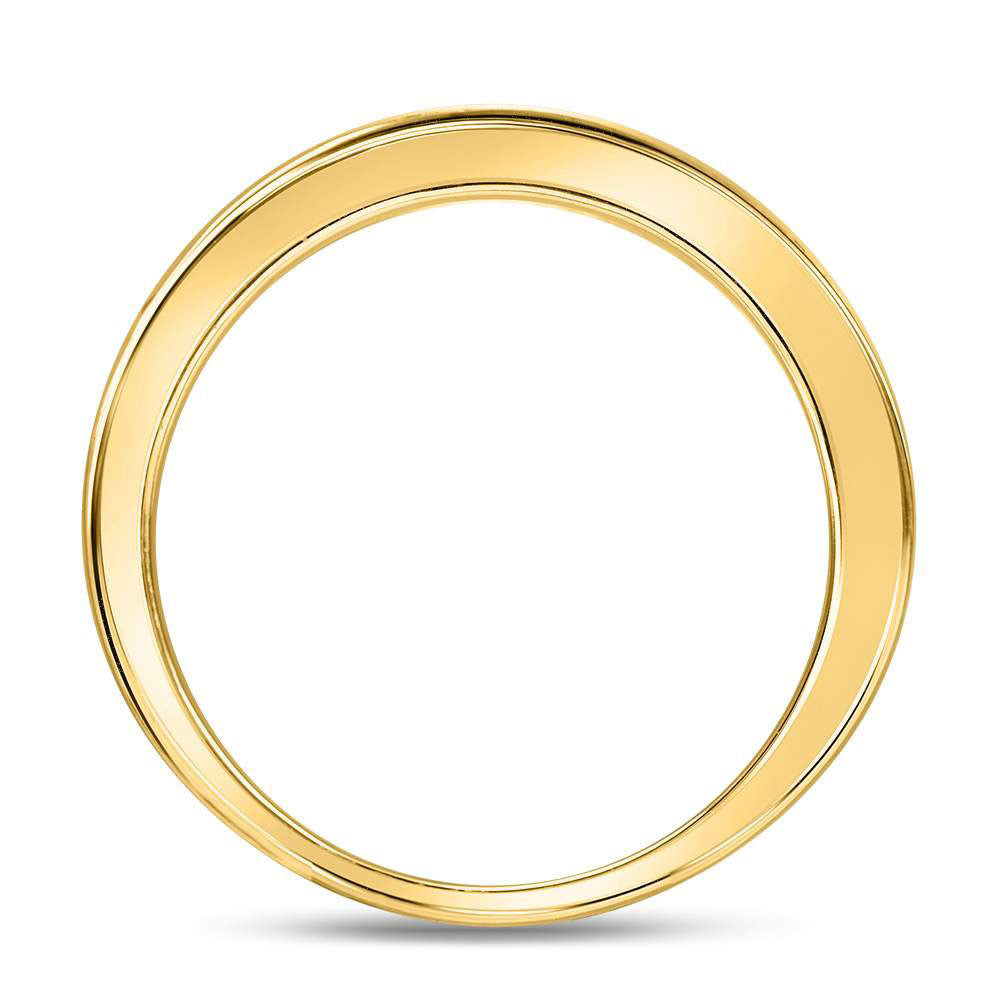 14K Yellow Gold Womens Round Channel-set Diamond Single Row Wedding Band 1/4 Cttw, Womens Size: 5-10