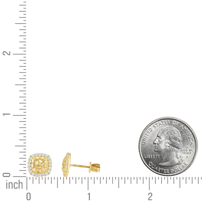 10kt Yellow Gold Unisex Cubic-Zirconia Square Fashion Stud Earrings
