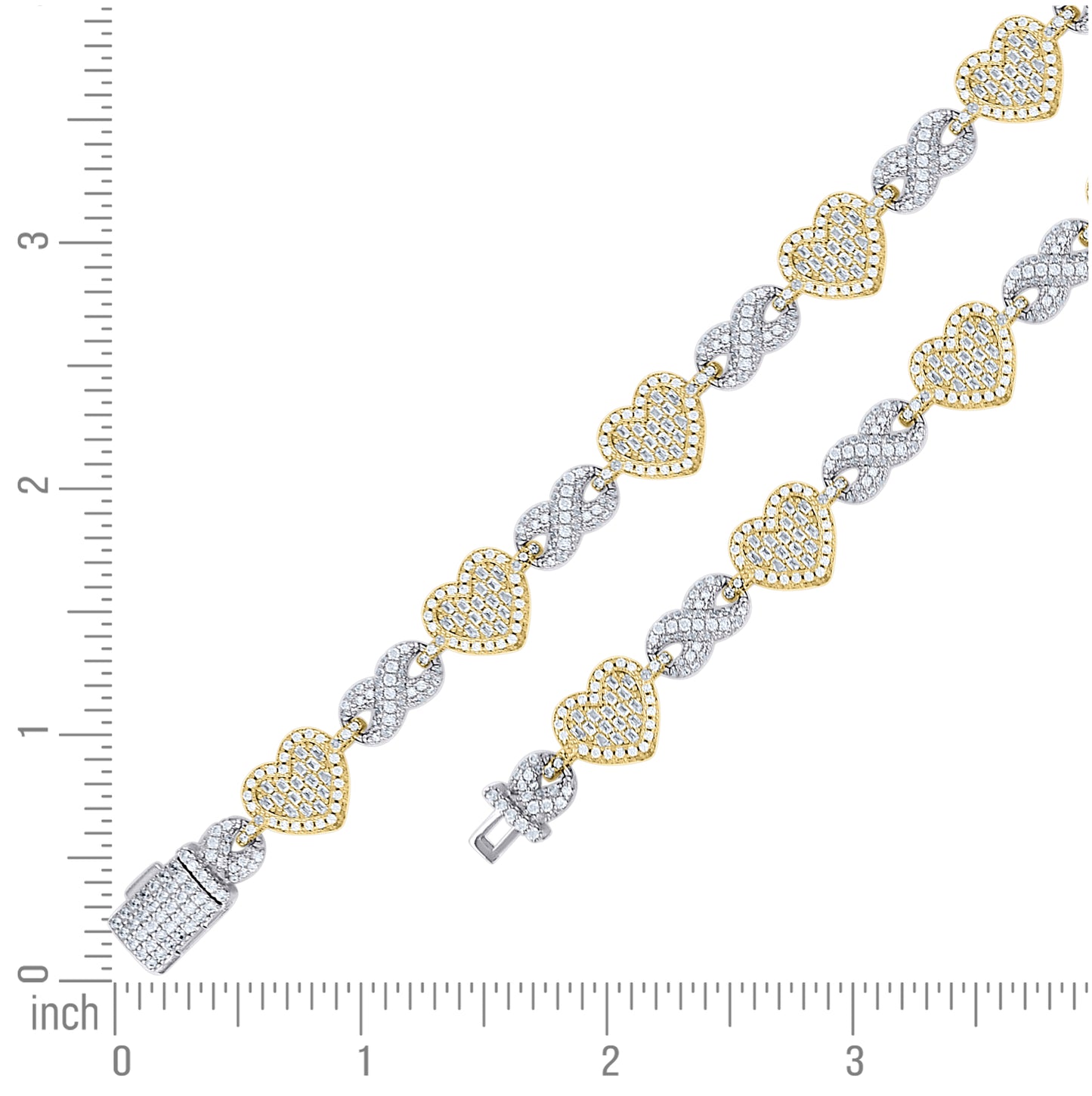 Sterling Silver Yellow-Tone Womens Baguette Round 5.53ct, 2.10ct Moissanite Infinity Heart Bracelet 8.5 Inches– Elegant Jewelry Gift for Birthday, Anniversary, Engagement, Wedding