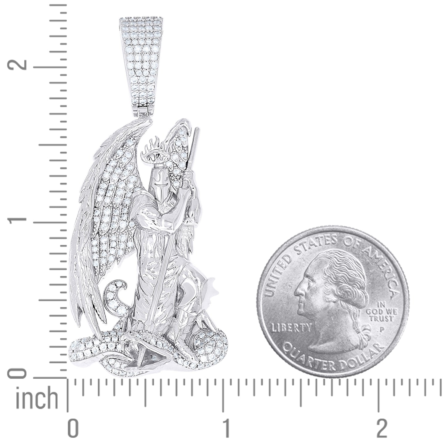 Sterling Silver Men 1.36ct Moissanite St. Michael Religious Pendant – Elegant Jewelry Gift for Birthday, Anniversary, Engagement, Wedding