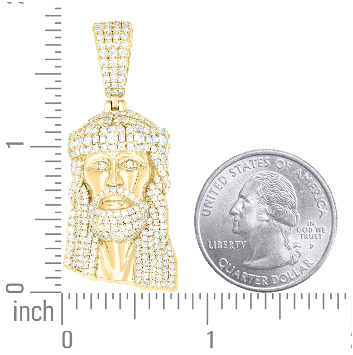 Sterling Silver Men Round Baguette 2.11ct, 0.37ct Moissanite Jesus Religious Pendant – Elegant Jewelry Gift for Birthday, Anniversary, Engagement, Wedding