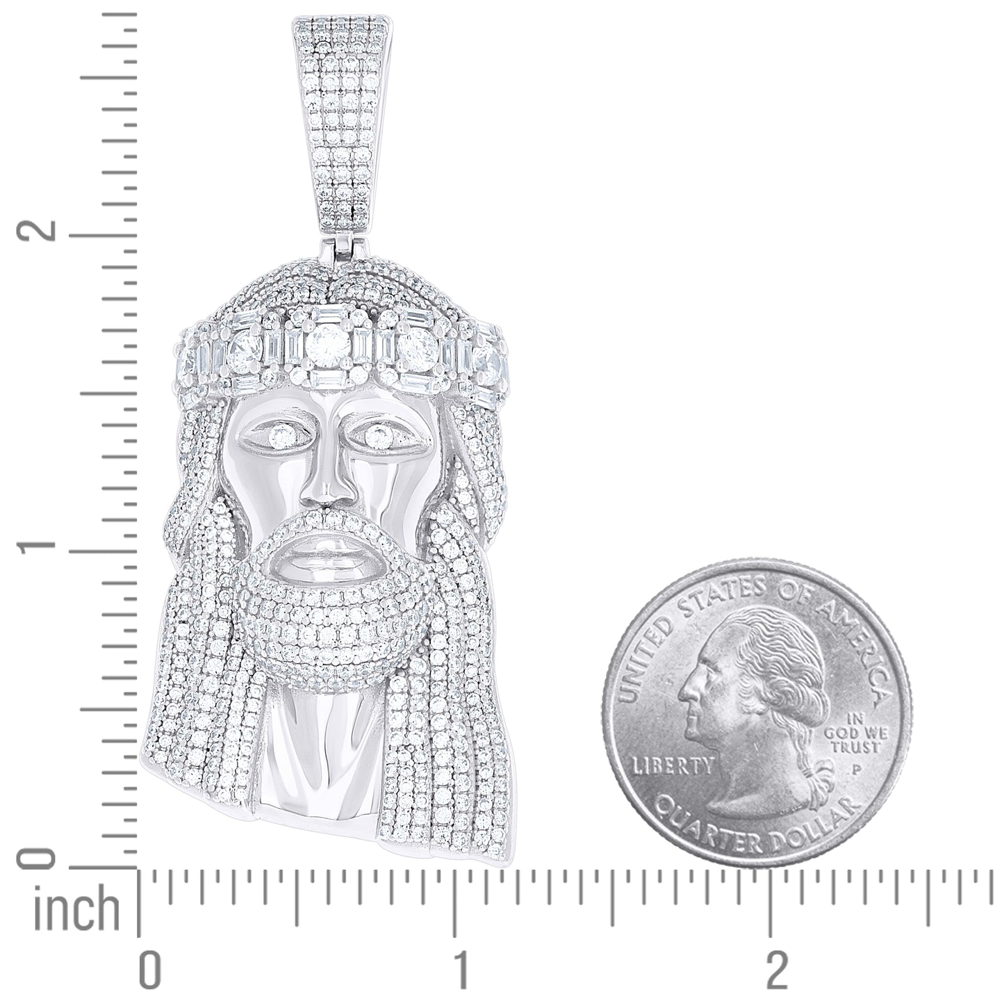 Sterling Silver Men Round Baguette 6.45ct, 1.24ct Moissanite Jesus Religious Pendant – Elegant Jewelry Gift for Birthday, Anniversary, Engagement, Wedding