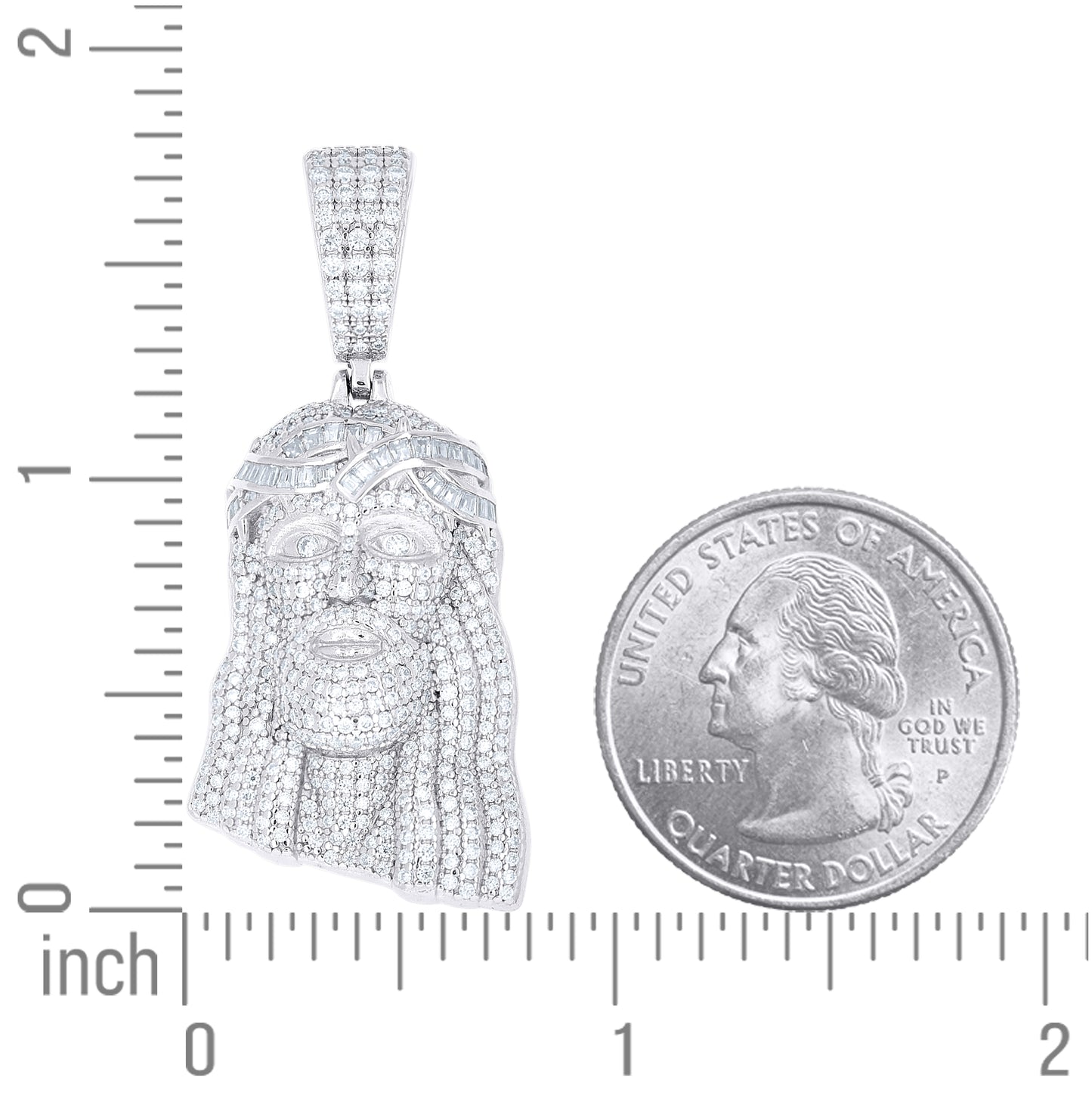 Sterling Silver Men Round Baguette 1.90ct, 0.47ct Moissanite Jesus Religious Pendant – Elegant Jewelry Gift for Birthday, Anniversary, Engagement, Wedding