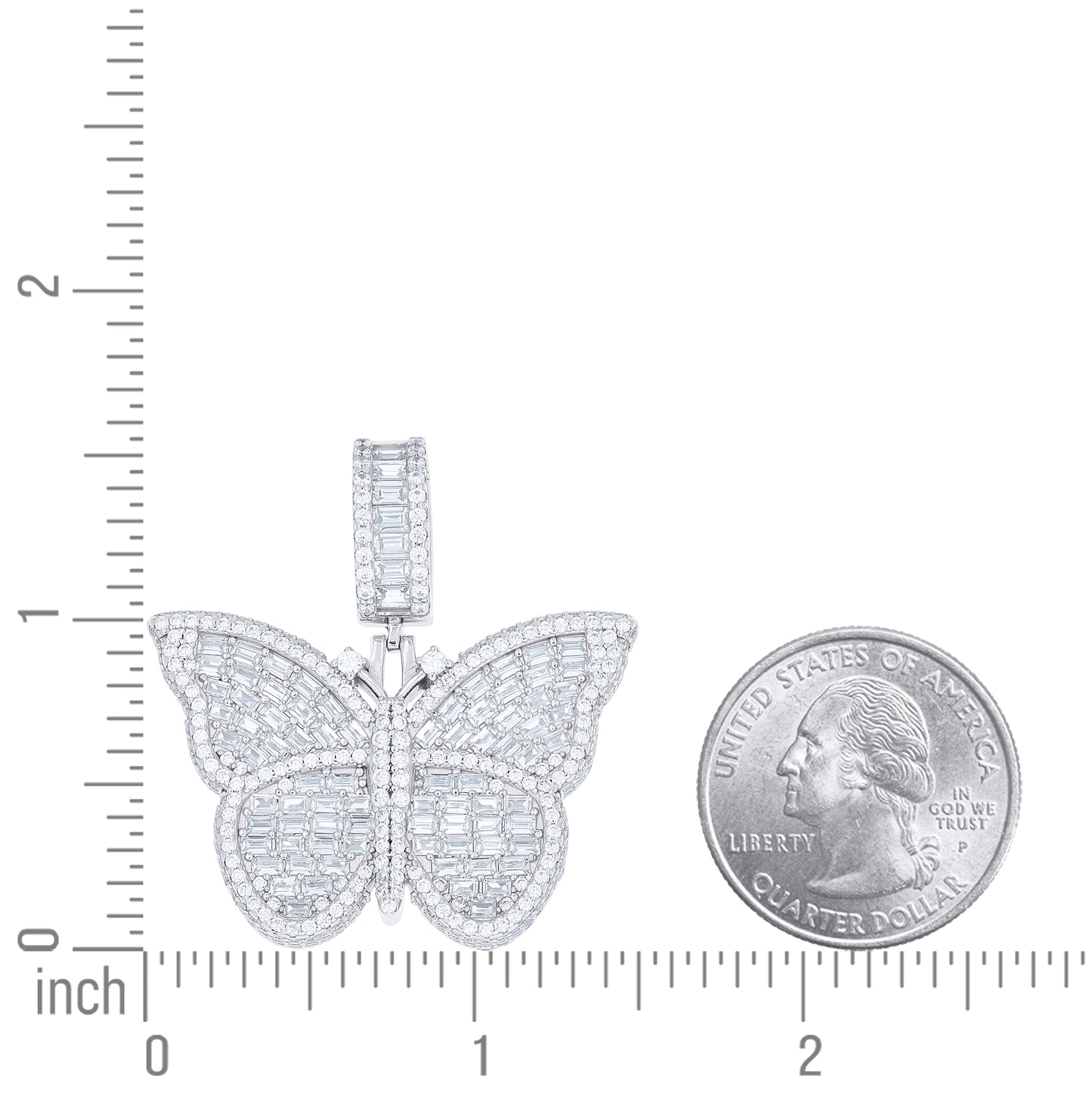 Sterling Silver Women Round Baguette 3.69ct, 5.11ct Moissanite Butterfly Fashion Pendant – Elegant Jewelry Gift for Birthday, Anniversary, Engagement, Wedding
