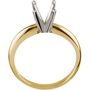14K Yellow Gold & Platinum 6-6.6 mm Round 4-Prong Light Solitaire Ring Mounting Size 6