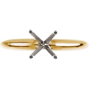 14K Yellow Gold & Platinum 6-6.6 mm Round 4-Prong Light Solitaire Ring Mounting Size 6
