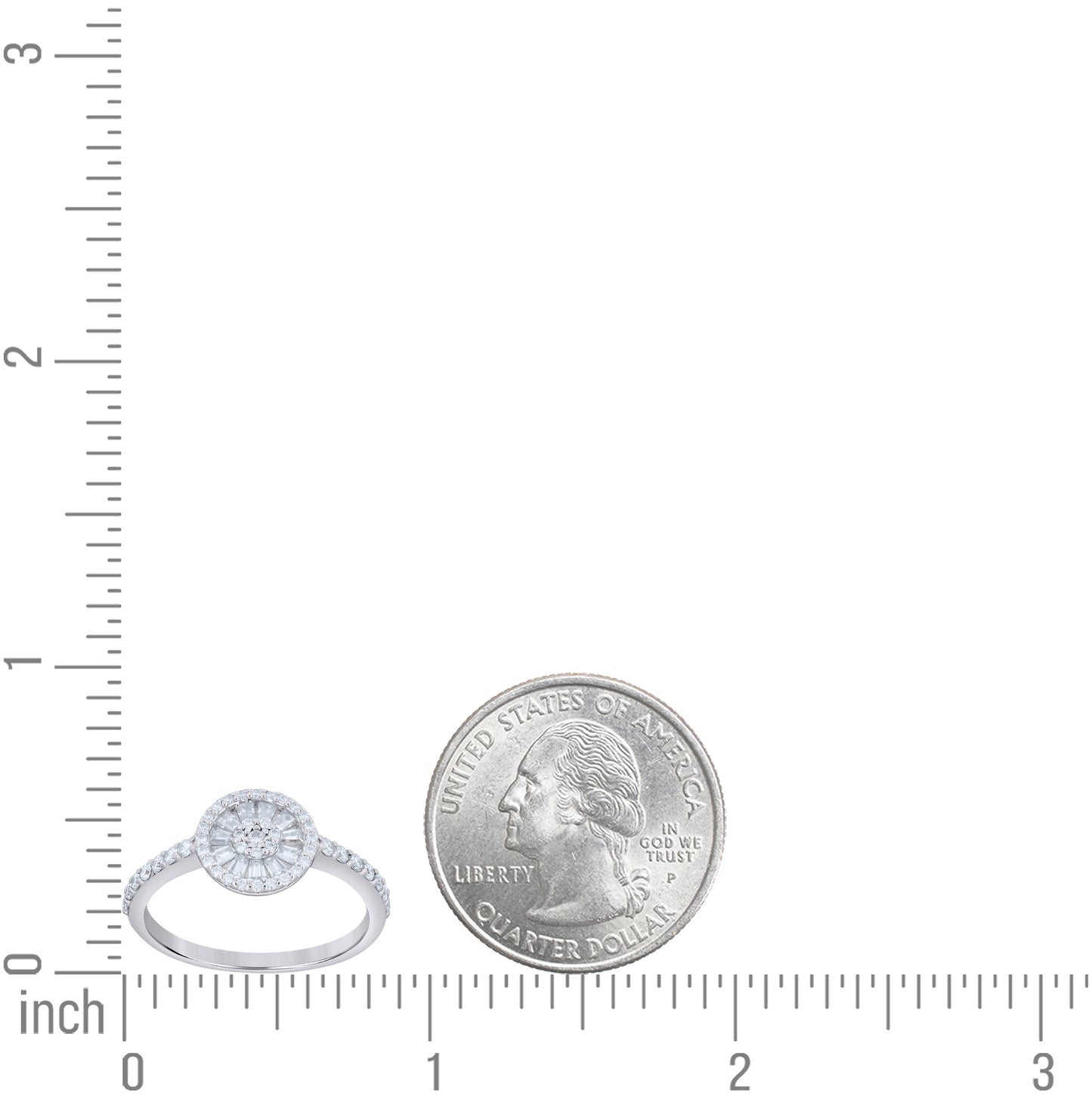 Sterling Silver Womens Baguette Round 0.43ct, 0.40ct Moissanite Round Head Fashion Ring Size 6 – Elegant Jewelry Gift for Birthday, Anniversary, Engagement, Wedding