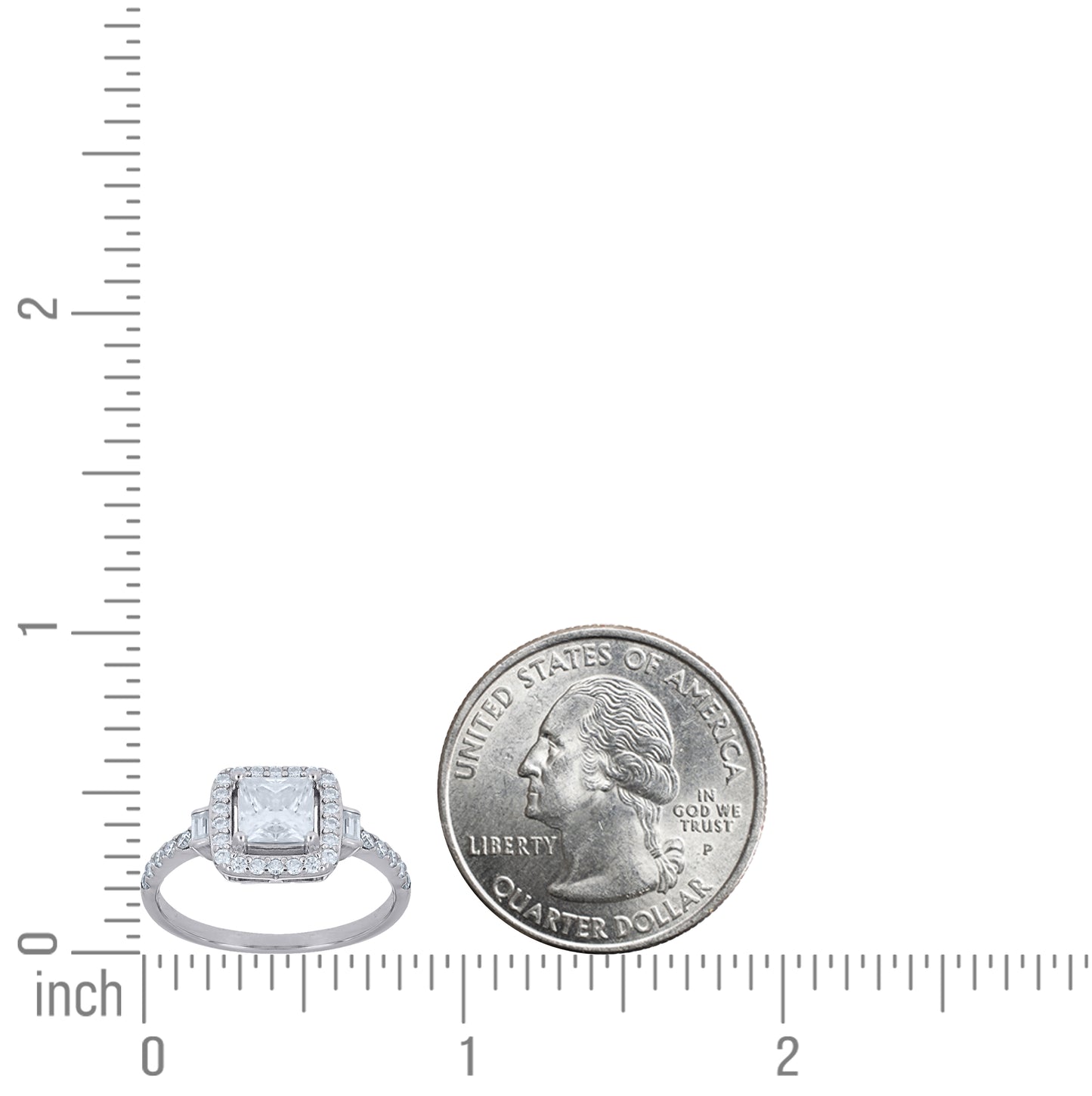 Sterling Silver Womens Baguette Princess-Cut Round 0.54ct, 1.33ct 0.54ct, 1.33ct Moissanite Square Head Fashion Ring Size 6– Elegant Jewelry Gift for Birthday, Anniversary, Engagement, Wedding