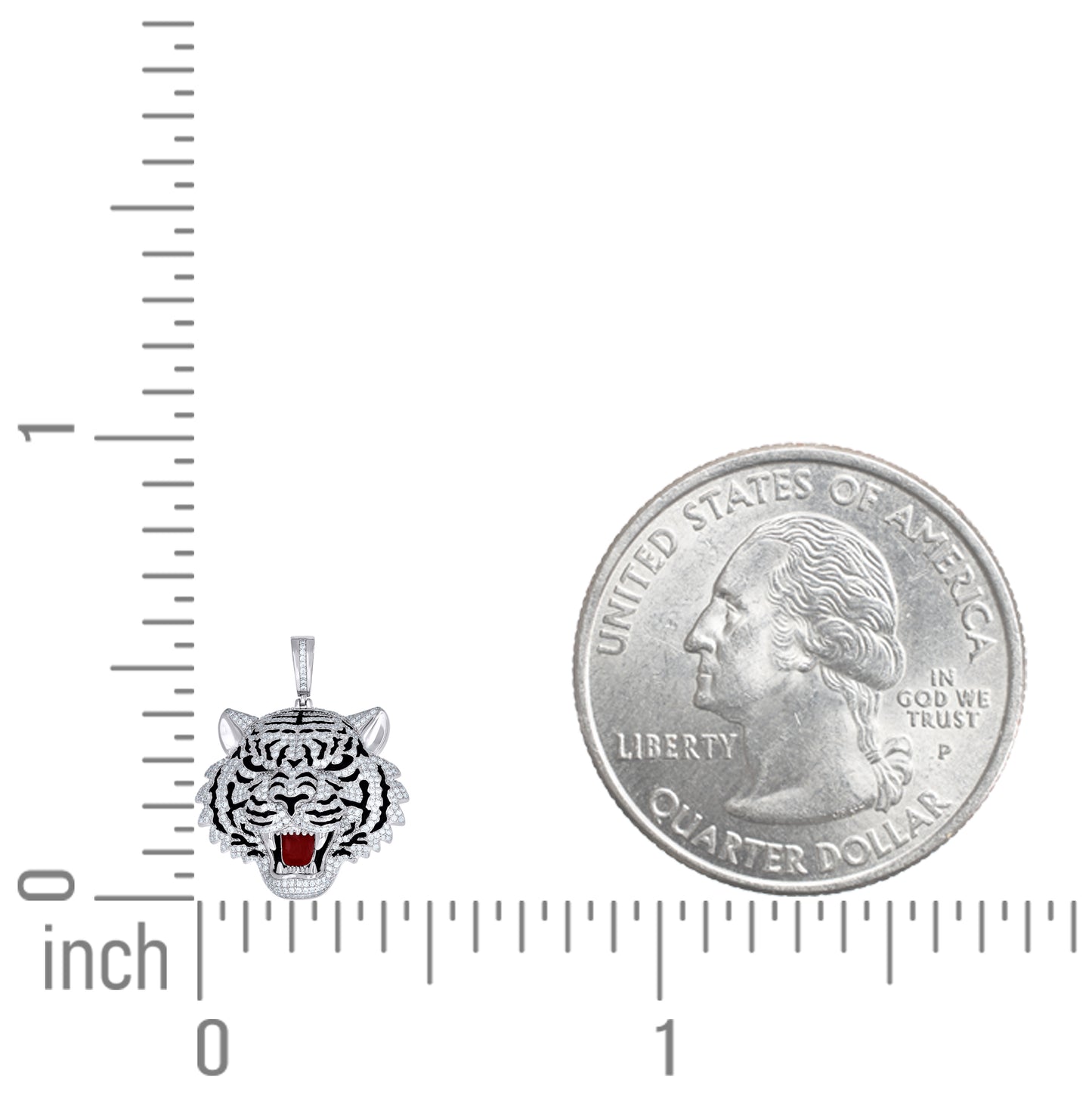 Sterling Silver Yellow-tone Mens Cubic-Zirconia Black Red Enameled Tiger Head Animal Charm Pendant – Elegant Jewelry Gift for Birthday, Anniversary, Engagement, Wedding