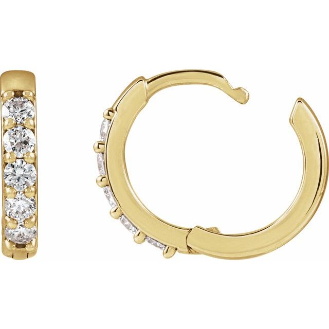 14K Yellow Or White Or Rose Gold Or Sterling Silver Or Platinum Round 1.3Mm Hinged Polished Natural Diamond Hinged Hoop Earrings