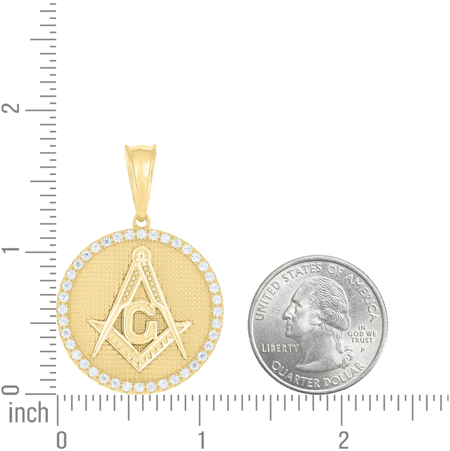Sterling Silver Yellow-Tone Mens Moissanite Round Masonic Symbol Pendant – Elegant Jewelry Gift for Birthday, Anniversary, Engagement, Wedding