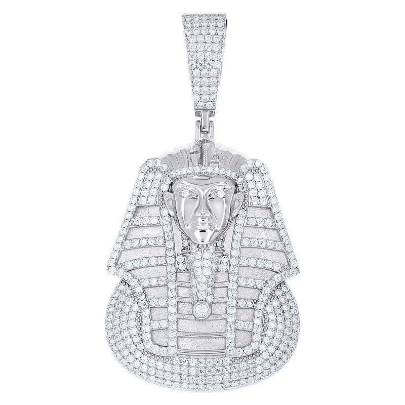 925 Sterling Silver Mens Moissanite Pharaoh Egyptian Charm Pendant