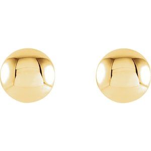 18K Yellow Gold 8 X 8 Mm Pair Friction Backs Polished Convex Stud Earrings